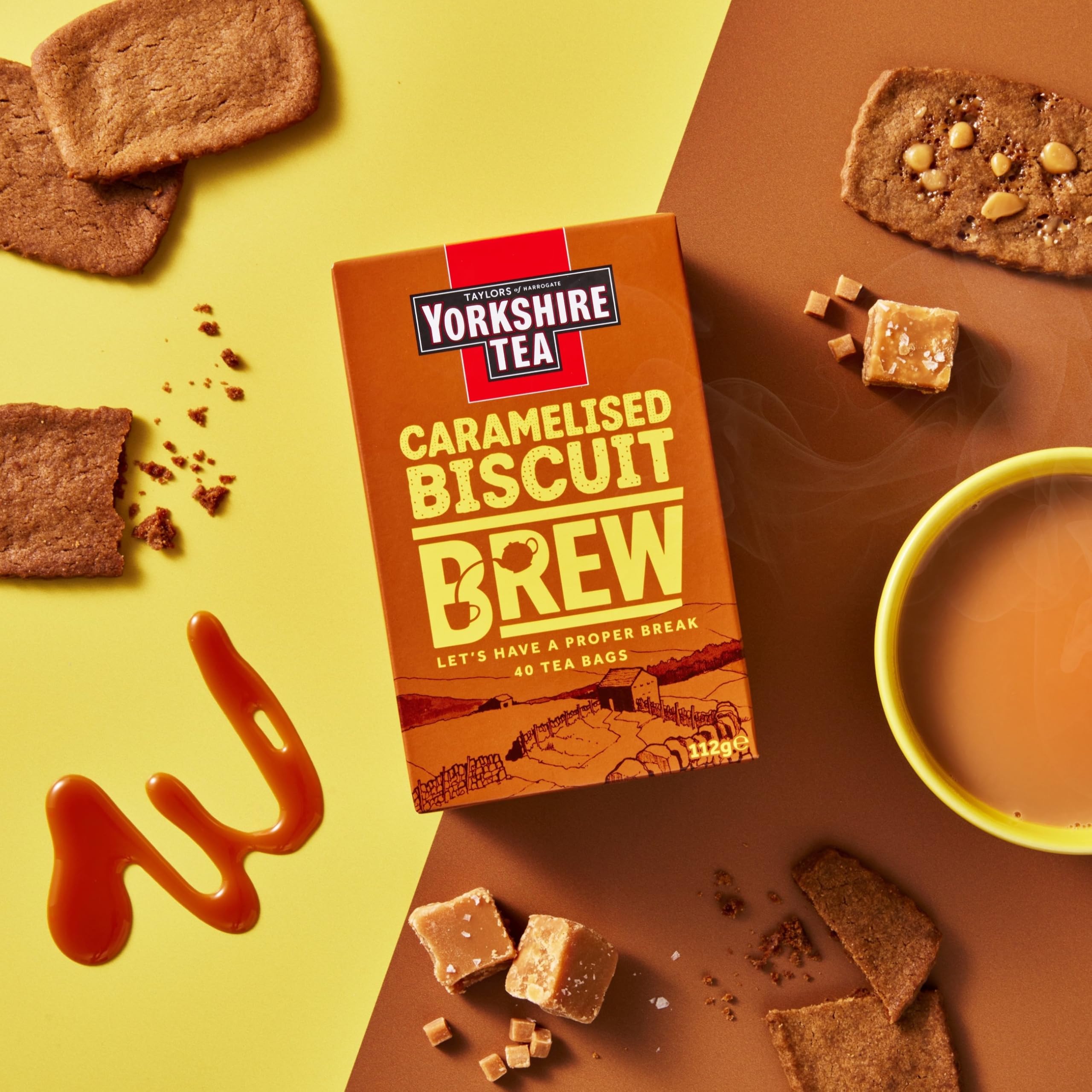 Yorkshire Tea Biscuit Brew & Gold セット Amazon.com : Yorkshire Tea Caramelised Biscuit Brew, Pillow Tea